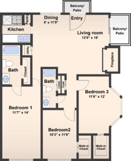 3 Bed / 2 Bath / 1250 ft² / Availability: Please Call / Deposit: $400 / Rent: $1,056
